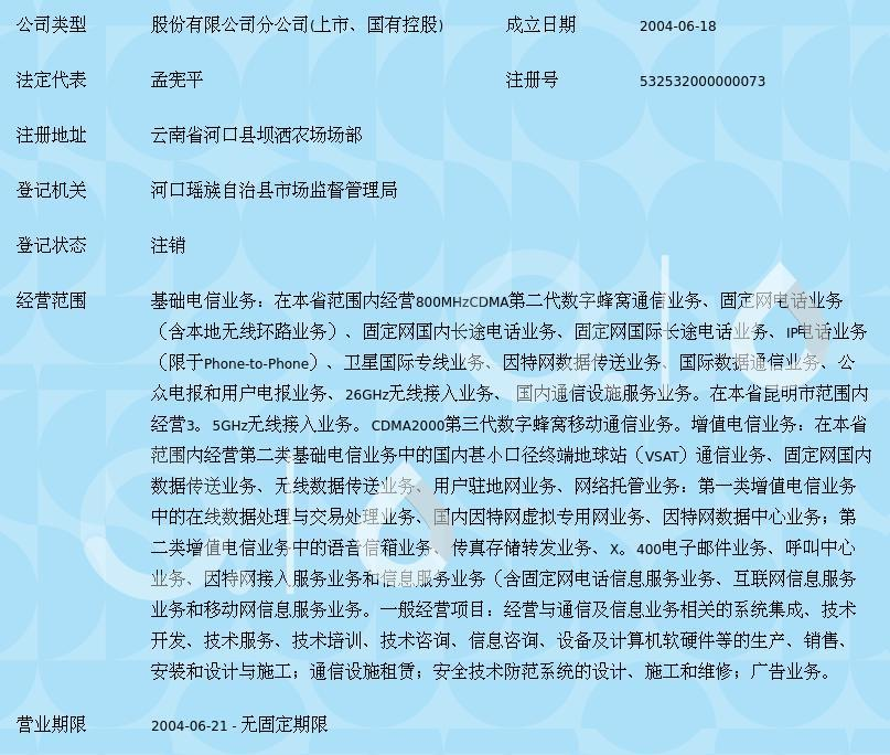 連接邊陲，服務萬家 中國電信股份河口壩灑支局的基礎電信業(yè)務